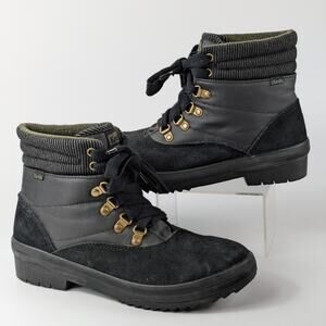 Keds Womens Size 8 Camp Boots Black Suede & Splash Twill Thinsulate Insulated